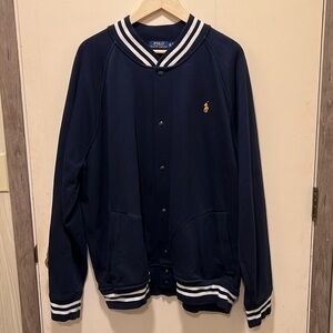 POLO Ralph Lauren XXL Men’s Navy Fleece Snap Front Baseball Jacket
